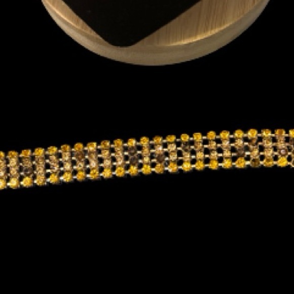 Rare - Beautiful Vintage Amber & Topaz Rhinestone Bracelet - Picture 7 of 9